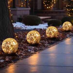 4 Pack Solar Globe‎ Lights Outdoor Waterproof Solar Balls for Lawn Backyard